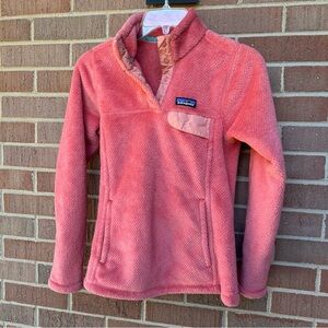 Patagonia Salmon Pink Retool Polartec Snap Pullover Jacket Size XS